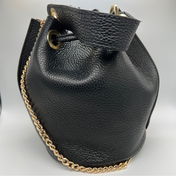 Anna Paola Black and Gold Mini Bucket Bag - Picture 3 of 7